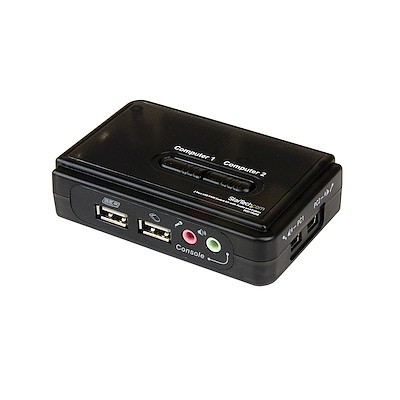 Kit commutateur KVM USB VGA à 2 ports avec audio et câbles - Switch KVM - Noir
