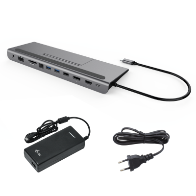 i-Tec USB-C Metal Ergonomic 4K 3x Display Docking Station with Power